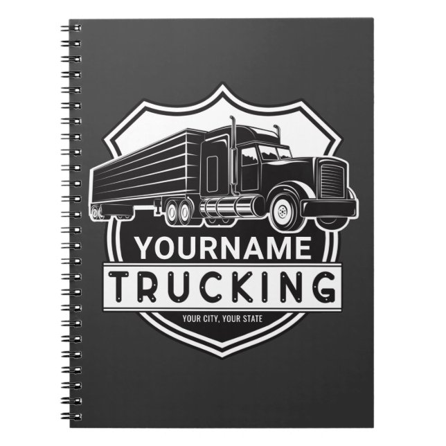 Personalized NAME Trucking Big Rig Semi Trucker   Notebook (Front)