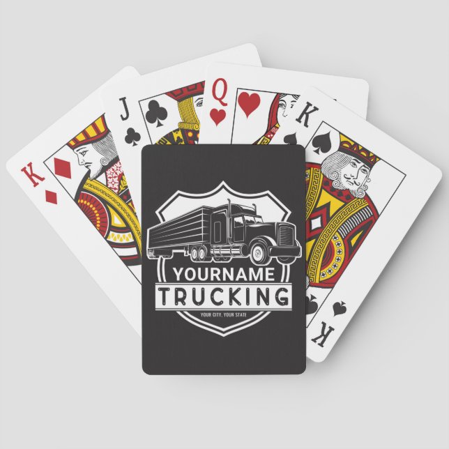 Personalized NAME Trucking Big Rig Semi Trucker   Playing Cards (Back)