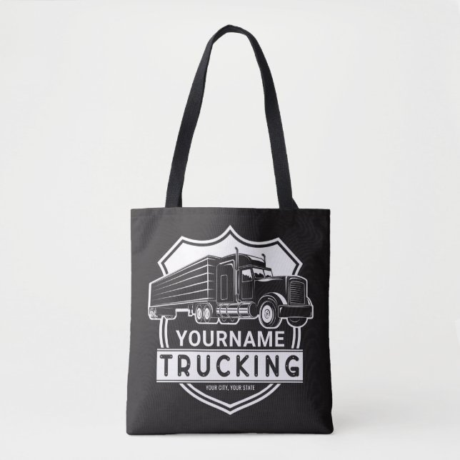 Personalized NAME Trucking Big Rig Semi Trucker   Tote Bag (Front)