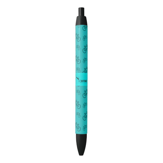 Personalized name turquoise bicycles black ink pen (Front Vertical)