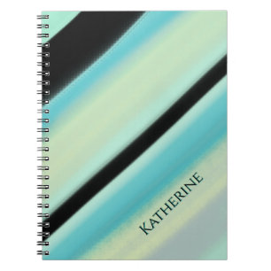 Personalized Name Turquoise Black Stripes Notebook