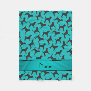 Personalized name turquoise black tan coonhounds fleece blanket
