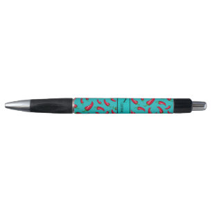 Personalized name turquoise chili pepper pen