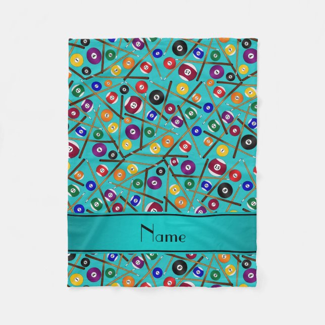 Personalized name turquoise colourful pool pattern fleece blanket (Front)