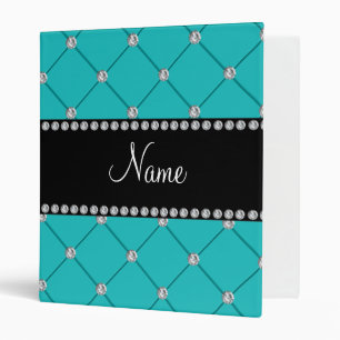 Personalized name Turquoise diamonds Binder