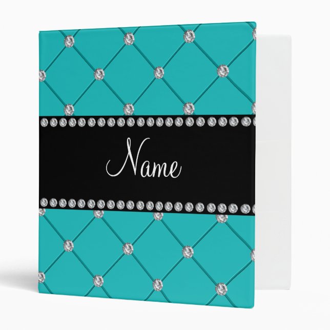 Personalized name Turquoise diamonds Binder (Front/Inside)