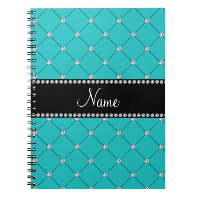 Personalized name Turquoise diamonds Notebook (Front)