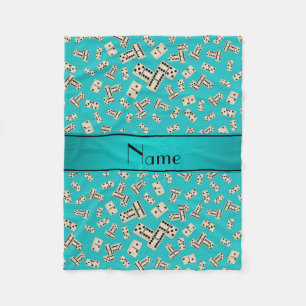 Personalized name turquoise dominos fleece blanket