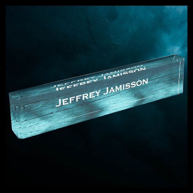 Personalized Name Turquoise Faux Wood Acrylic Nameplate (Creator Uploaded)