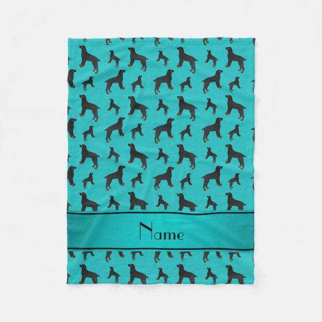 Personalized name turquoise field spaniel dogs fleece blanket (Front)