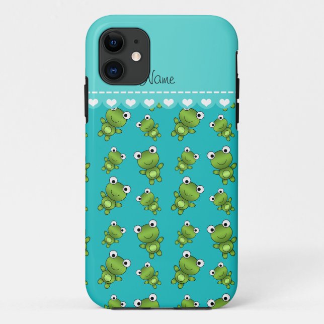 Personalized name turquoise frogs Case-Mate iPhone case (Back)