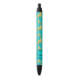 Personalized name turquoise Golden Retriever dogs Black Ink Pen