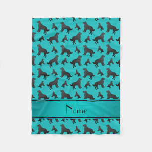 Personalized name turquoise Newfoundland dogs Fleece Blanket