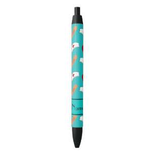 Personalized name turquoise nurse pattern black ink pen