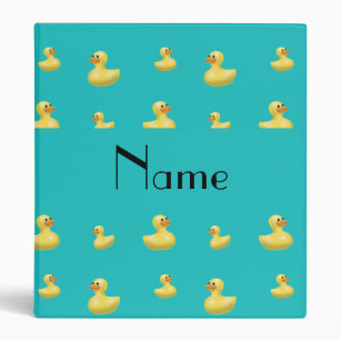 Personalized name turquoise rubber duck pattern binder