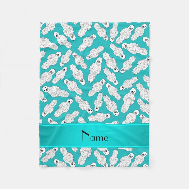 Personalized name turquoise spotted seal fleece blanket (Front)