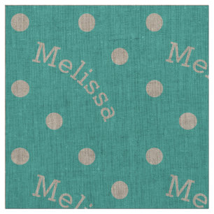 Personalized Name Turquoise Teal Blue Polka Dot Fabric