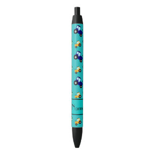Personalized name turquoise tractors black ink pen