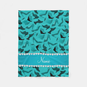 Personalized name turquoise women's shoes pattern fleece blanket