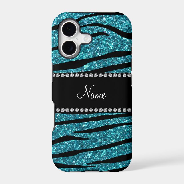 Personalized name turquoise zebra stripes (Back)