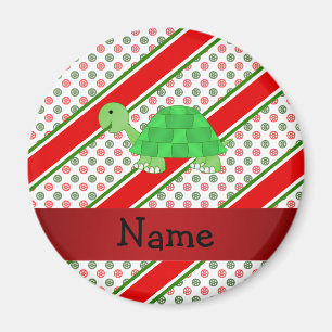 Personalized name turtle christmas polka dots magnet