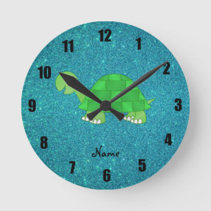 personalized name turtle round clock