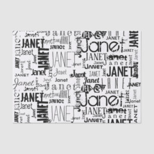 Personalized Name Typography Black Word Cloud Tissue Paper