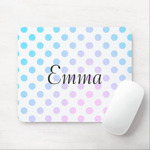 Personalized Name Typography Blue Pink Polkadot Mouse Pad