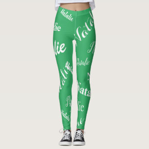 Personalized Name Typography Font Sea Green Leggings
