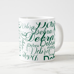Personalized Name Typography green pattern Large Coffee Mug