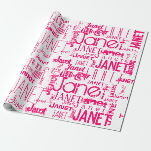 Personalized Name Typography Hot Pink Wrapping Paper