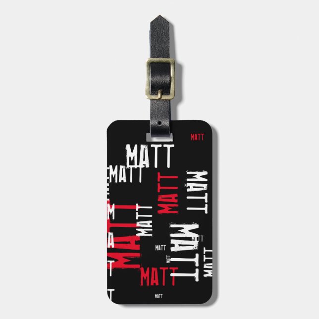 personalized name typography luggage tag (Front Vertical)