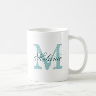 Personalized name typography monogram coffee mug