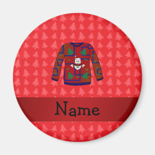 Personalized name ugly christmas sweater magnet