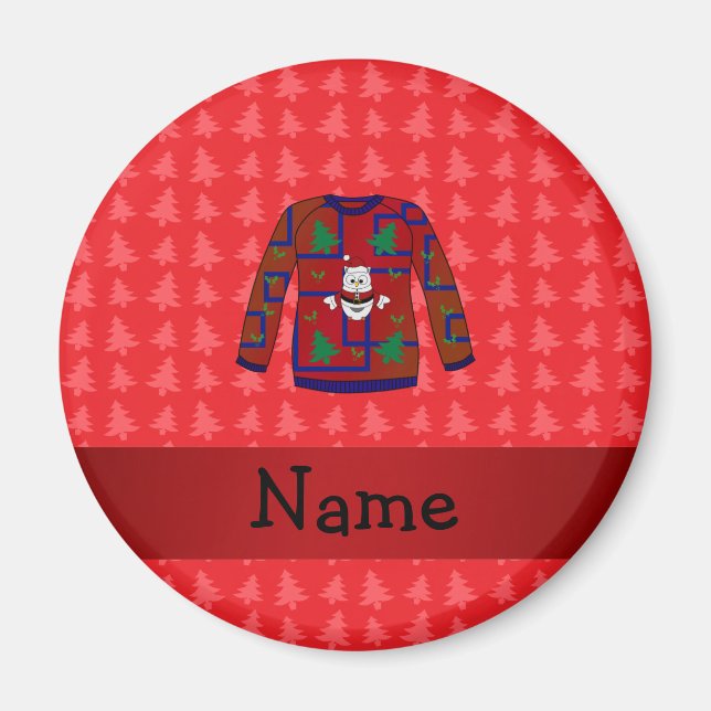 Personalized name ugly christmas sweater magnet (Front)
