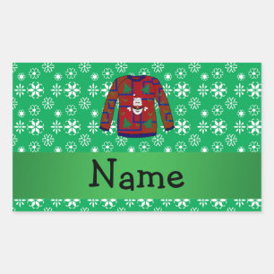 Personalized name ugly christmas sweater snowflake sticker