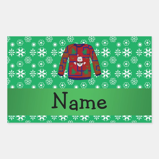 Personalized name ugly christmas sweater snowflake sticker (Front)