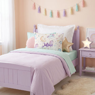 Personalized Name Unicorn Bedroom Decor Accent Pillow