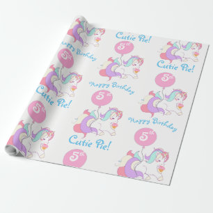 Personalized Name Unicorn Birthday Party Gift Wrap