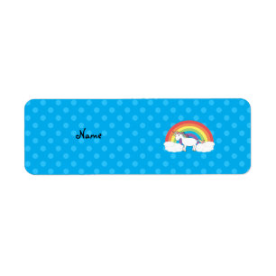 Personalized name unicorn blue polka dots