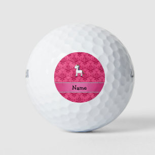 Personalized name unicorn pink damask golf balls