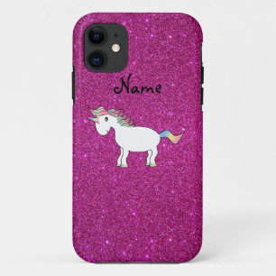 Personalized name unicorn pink glitter iPhone 11 case