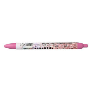 Personalized Name Unicorn Pink Glitter Sparkle Black Ink Pen