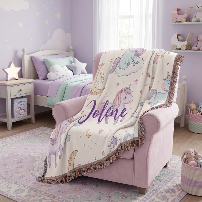 Personalized Name Unicorn  Throw Blanket (Creator Uploaded)
