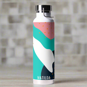 Personalized Name Unique Colourful Abstract Rainbo Water Bottle