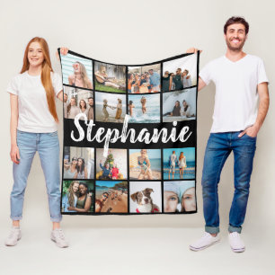 Personalized Name & Unique Photo Collage Fleece Blanket