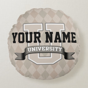 Personalized Name University Cool Funny College Round Pillow