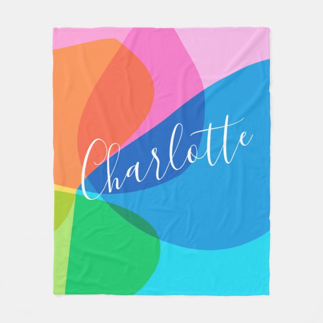 Personalized Name Vibrant Abstract Bold Modern Fleece Blanket (Front)
