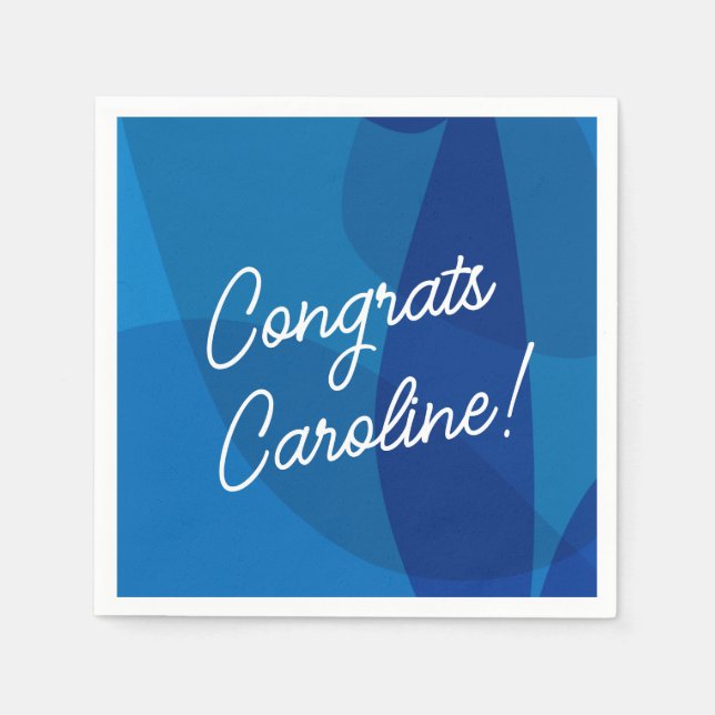 Personalized Name Vibrant Blue Favour Graduation Napkin (Front)