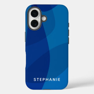 Personalized Name Vibrant Bright Modern Blue iPhone 16 Case